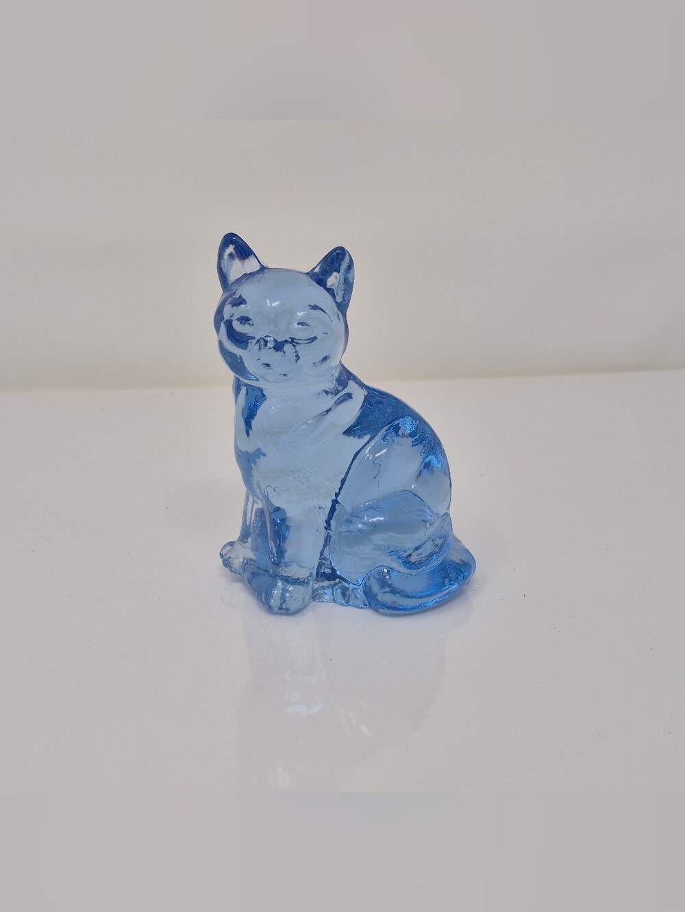 Light Blue Glass Cat Figurine